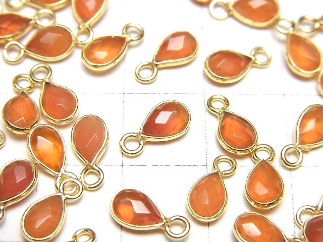 高品質紅玉髓 AAA 包鑲刻面梨形 7x5mm 18KGP 4顆