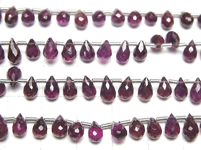 Hochwertiger Rhodolith Granat AAA- Tropfen facettierte Briolette halbe oder 1 Strang Perlen (ca. 7 Zoll/18 cm)