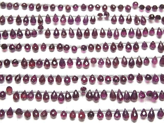 Hochwertiger Rhodolith Granat AAA- Tropfen facettierte Briolette halbe oder 1 Strang Perlen (ca. 7 Zoll/18 cm)