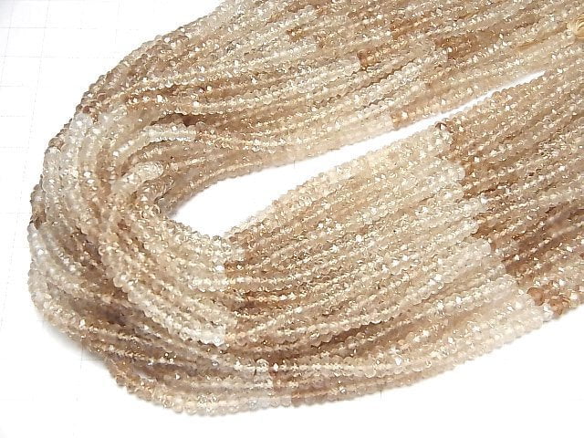 Hochwertiger brauner Topas AAA facettierte Knopf-Rondelle, 1 Strang Perlen (ca. 12 Zoll/29 cm)