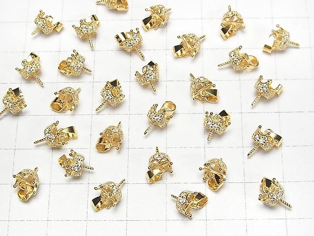 Silver925 Crown Bail Screw Eye 18KGP (with CZ) 1pc
