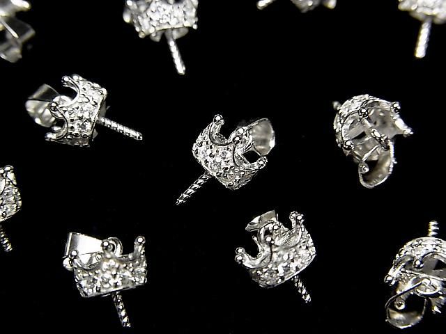 Silver925 Crown Bail Screw Eye Rhodium Plated (with CZ) 1pc