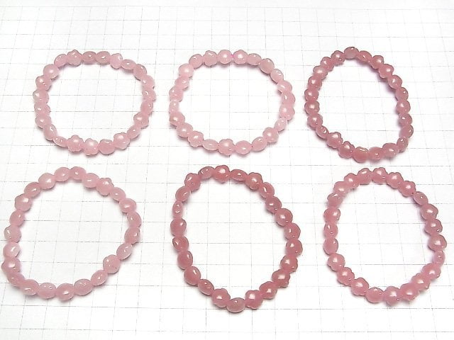 Guava Quarz AAA- Blütenform 8x8mm Armband