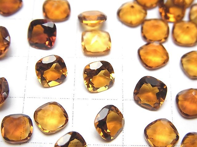 高品質馬德拉黃水晶 AAA 裸石方形刻面 6x6mm 2顆