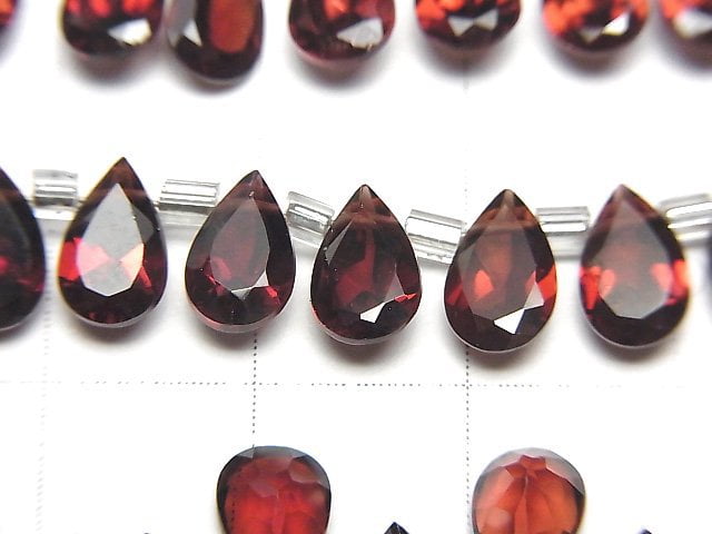 高品質莫三比克石榴石 AAA 梨形刻面 8x5mm 半串或一串珠子 (28顆)