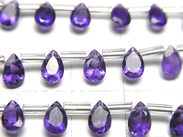 高品質紫水晶 AAA 梨形刻面 6x4mm 1串珠子(18顆)