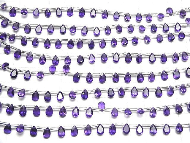 Hochwertiger Amethyst AAA Birnenform facettiert 6x4mm 1Strang Perlen (18Stücke)