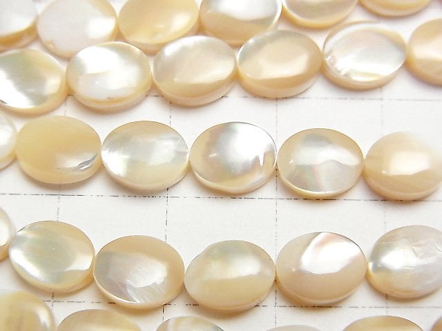 珍珠貝米色橢圓8x6mm 1串珠子 (約15英吋/38公分)