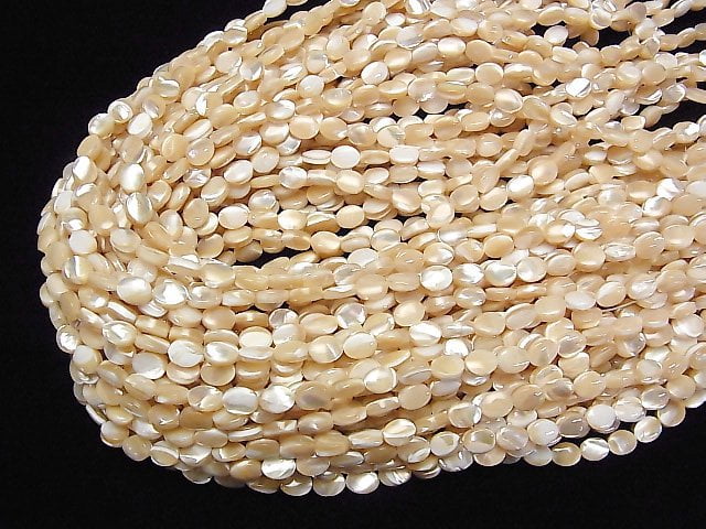Perlmutt MOP Beige Oval 8x6mm 1Strang Perlen (ca. 15Zoll/38cm)