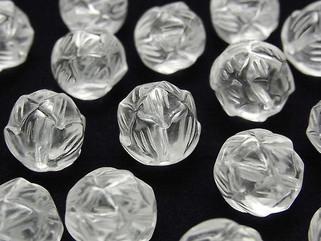 Crystal AAA Vertical Hole Lotus Carving 12mm 1pc