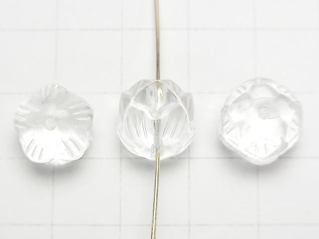 Crystal AAA Vertical Hole Lotus Carving 12mm 1pc