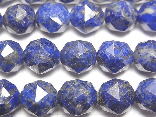 高品質!青金石 AA 刻面圓珠 10mm 1串 (約15英吋/37公分)