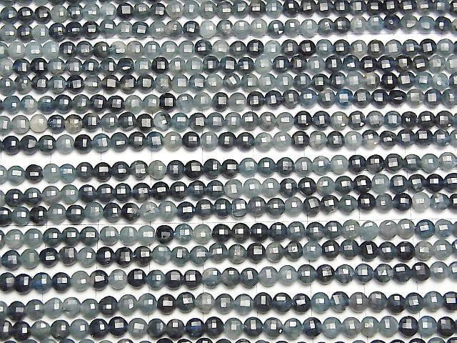 Hochwertig! Indigolith-Turmalin AA facettierte Münze 4x4x2mm 1 Strang Perlen (ca. 15 Zoll/37 cm)