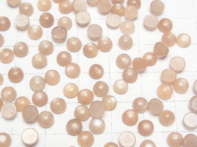 Pfirsich-Moonstone AAA- Runder Cabochon 5x5mm 10 Stück