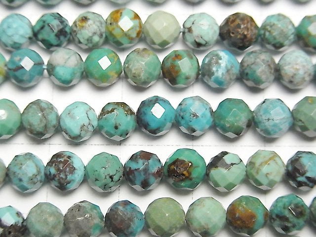 High Quality! Turquoise AA++ Faceted Round 5.5mm half or 1strand beads (aprx.15inch/36cm)