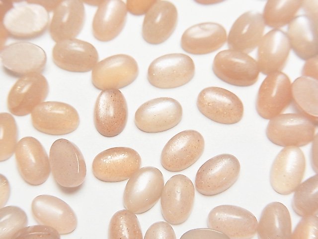桃月光石 AAA 蛋面刻面橢圓形 6x4mm 10顆