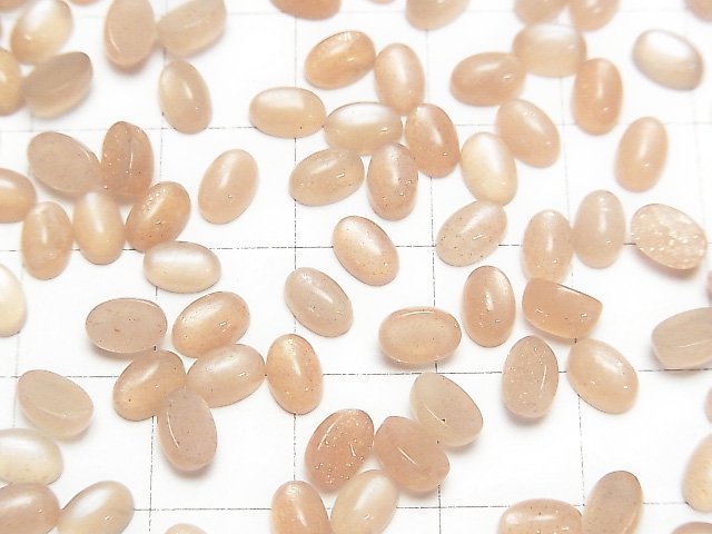 Pfirsich-Moonstone AAA- Ovaler Cabochon 6x4mm 10 Stück
