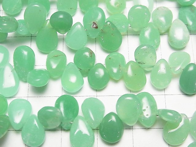 澳洲玉 AA++ 水滴形(光面)顏色漸變半串或一串珠子(約7英寸/18厘米)