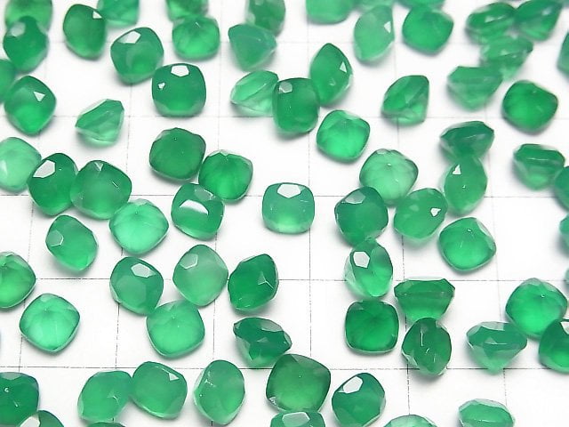 Hochwertiger grüner Onyx AAA loser Stein quadratisch facettiert 6x6mm 5 Stück