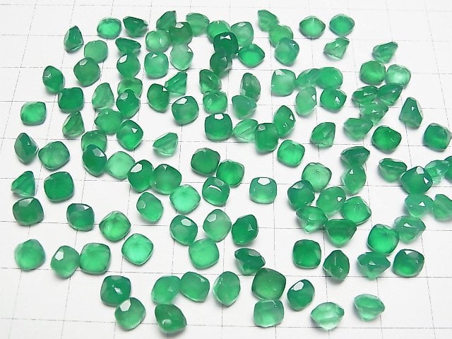Hochwertiger grüner Onyx AAA loser Stein quadratisch facettiert 6x6mm 5 Stück