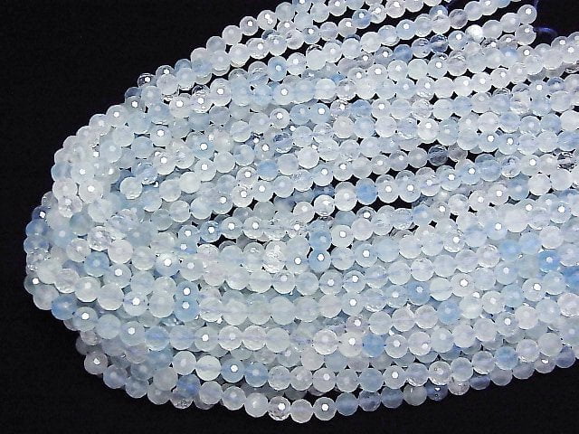 Hochwertig! Aquamarin AA++ 128-Facettierter Rund 6.5mm halb oder 1Strang Perlen (ca. 15 Zoll/37 cm)