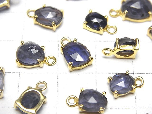 高品質堇青石 AA++ 密鑲自由式玫瑰切割 18KGP 3件