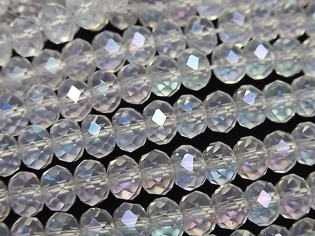 水藍刻面鈕扣算盤珠 6x6x4mm 半串或1串珠子 (約15英吋/36公分)高品質!