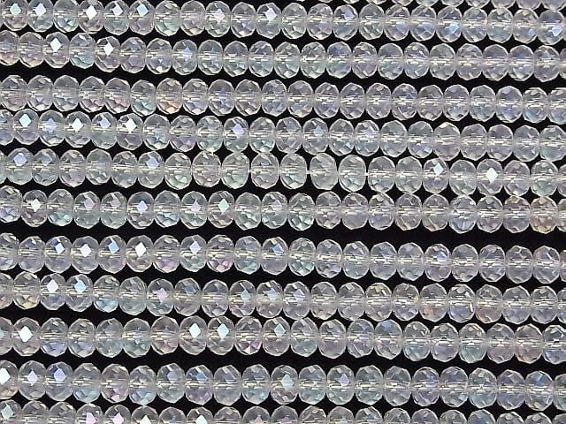 水藍刻面鈕扣算盤珠 6x6x4mm 半串或1串珠子 (約15英吋/36公分)高品質!