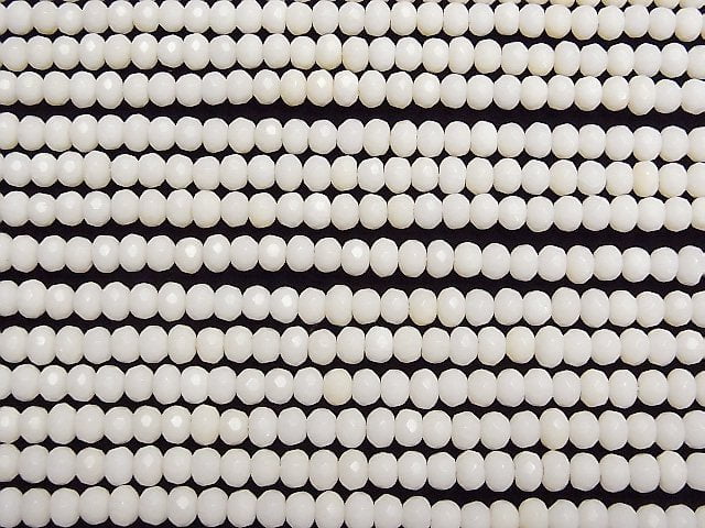 Weißer Koralle Facettierte Knopf-Rondelle 5x5x4mm 1Strang Perlen (ca. 15 Zoll/38 cm)