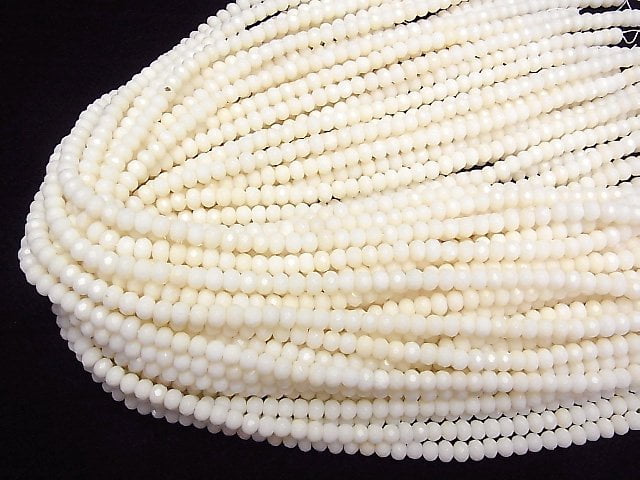 Weißer Koralle Facettierte Knopf-Rondelle 5x5x4mm 1Strang Perlen (ca. 15 Zoll/38 cm)