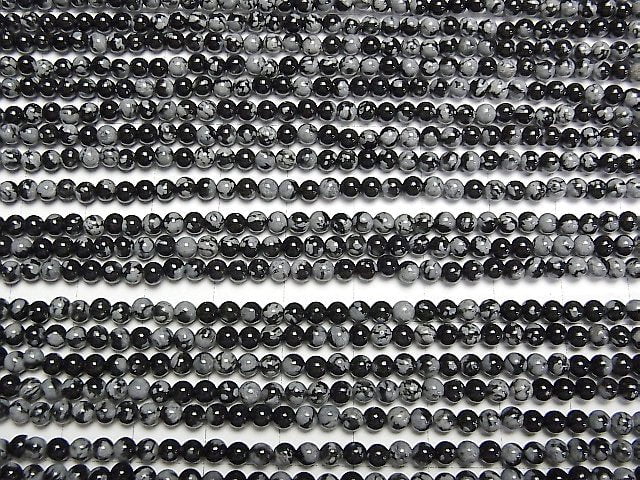 Schneeflockenobsidian Rund 3mm 1Strang Perlen (ca. 15 Zoll/38 cm)