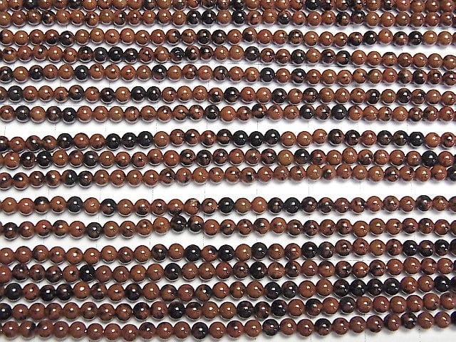Mahagoni-Obsidian Rund 3mm 1Strang Perlen (ca. 15 Zoll/38 cm)