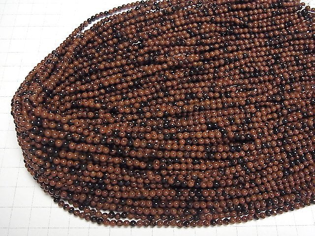Mahagoni-Obsidian Rund 3mm 1Strang Perlen (ca. 15 Zoll/38 cm)
