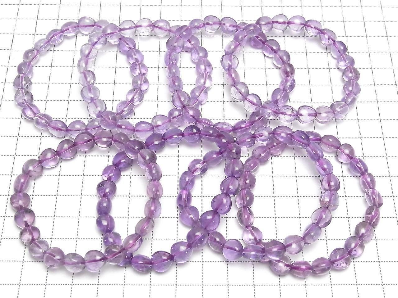 Bracelet Cœur Améthyste AA++ Trou Vertical 8x8x6mm