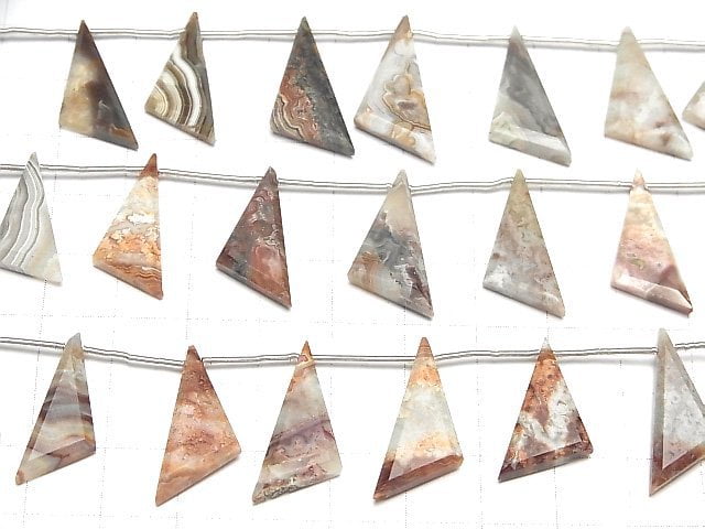 Laguna Lace Agate AAA- Flat Triangle 1strand beads (8pcs )