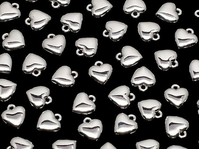 Metal parts end charm heart 5x5mm silver color 4pcs