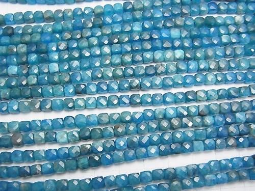 High Quality! Brazilian Apatite AA++ Cube Shape 4x4x4mm 1strand beads (aprx.15inch/37cm)