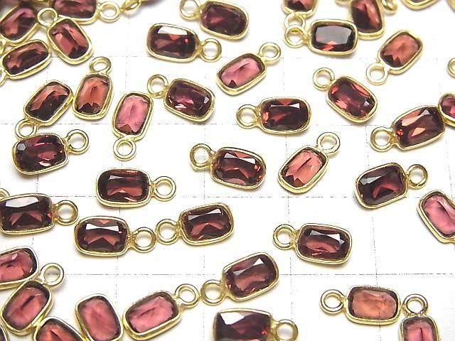 高品質粉色石榴石 AAA 包鑲長方形刻面 7x5 公釐 18KGP 3 件