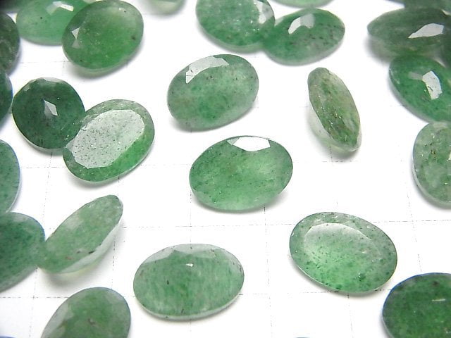 Grüner Aventurin AAA- Lose Steine Oval facettiert 14x10mm 2Stück