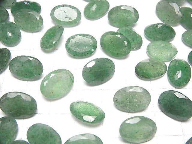 Grüner Aventurin AAA- Lose Steine Oval facettiert 14x10mm 2Stück