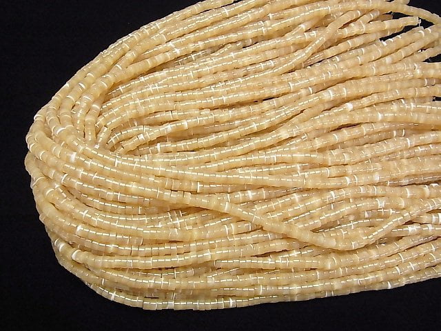 Perlmutt MOP Beige Rondelle (Heishi) 4x4x2mm 1Strang Perlen (ca. 15 Zoll/37 cm)