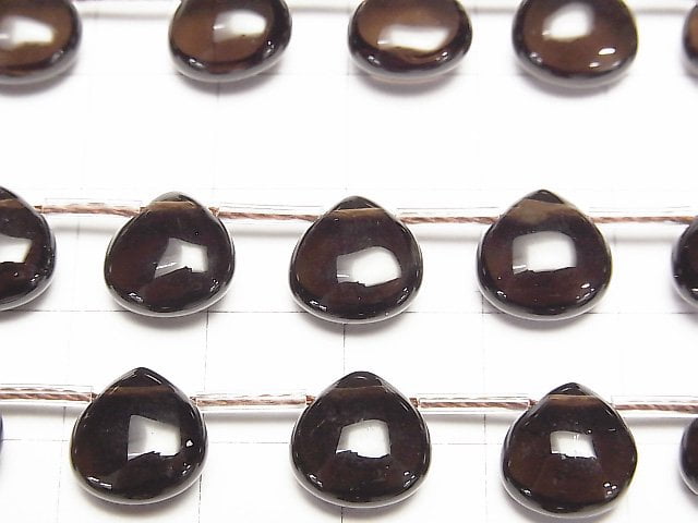 高品質煙水晶 AAA 栗子形(光滑)10x10毫米 深色 1串珠子(13顆)
