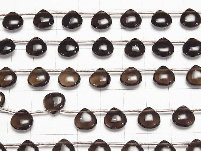 Hochwertiger rauchiger Quarz AAA Kastanienform (glatt) 10x10mm Dunkle Farbe 1 Strang Perlen (13 Stück)