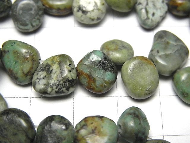 African Turquoise Flat Nugget Top Side Drilled Hole 1strand beads (aprx.14inch/35cm)