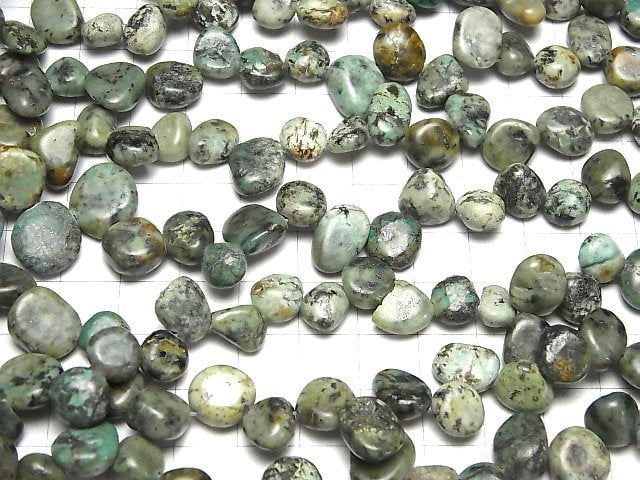 African Turquoise Flat Nugget Top Side Drilled Hole 1strand beads (aprx.14inch/35cm)
