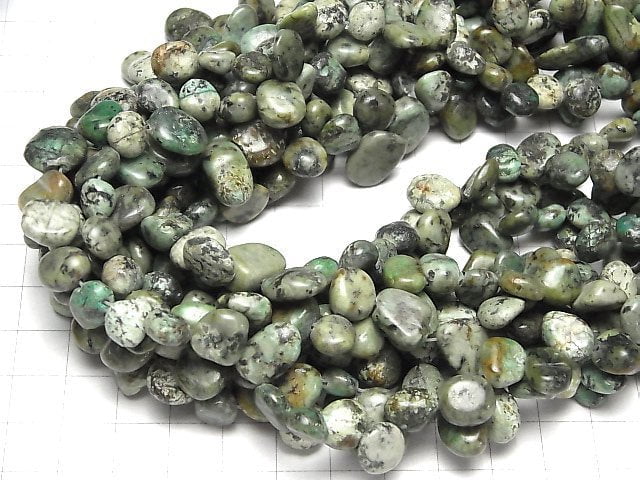 African Turquoise Flat Nugget Top Side Drilled Hole 1strand beads (aprx.14inch/35cm)