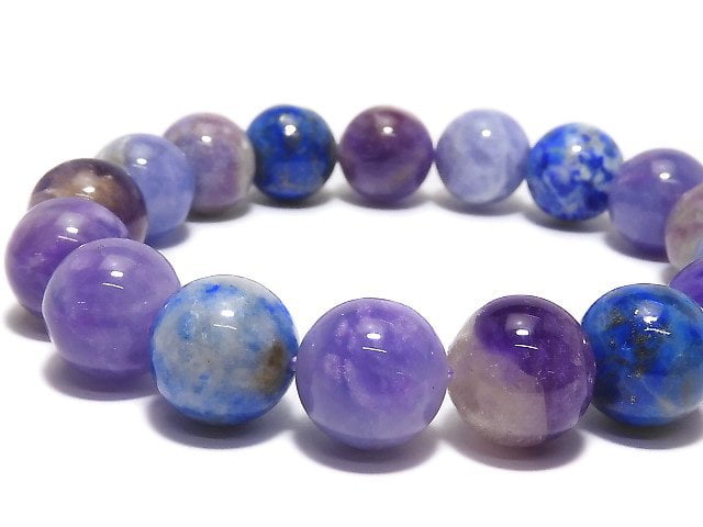 Bracelet rond en hackmanite pakistanaise de 12 mm, pièce unique, n°207
