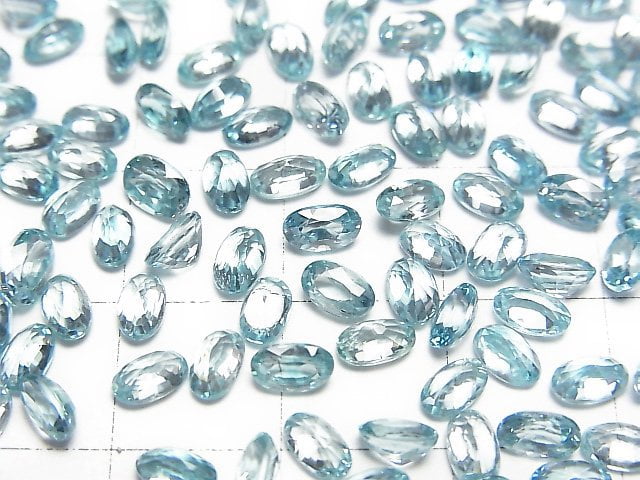 高品質天然藍色鋯石 AAA 級橢圓刻面裸石 5x3 毫米 3 顆