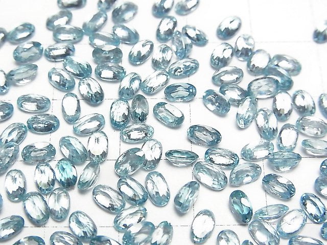 Hochwertiger Natürlicher Blauer Zirkon AAA Lose Steine Oval facettiert 5x3mm 3Stück
