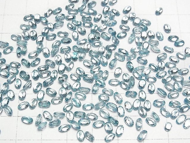 Hochwertiger Natürlicher Blauer Zirkon AAA Lose Steine Oval facettiert 5x3mm 3Stück